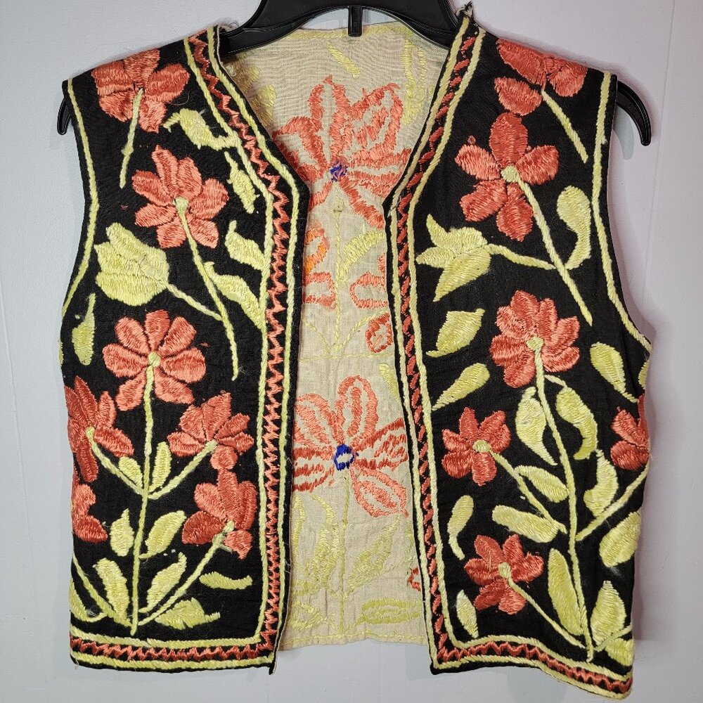 Handmade Floral Embroidered Vest